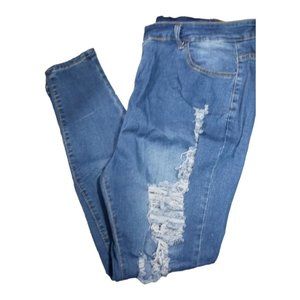 Allabreve Women’s Plus Size 3XL Ripped Stretch Jeans High Rise Destressed Denim